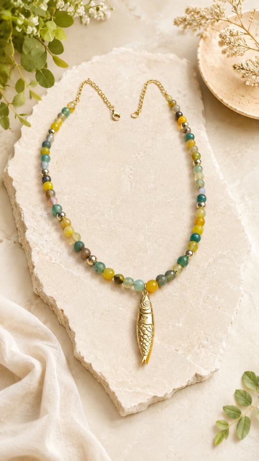 Cast Your Nets Agate Necklace